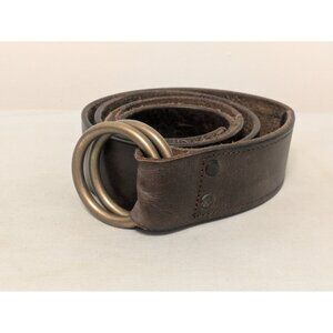 Double RL RRL Brown Leather Double O Ring Belt Size 40 Made In Italy